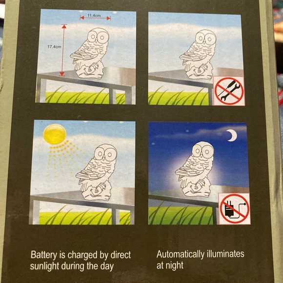 VP HOME POLYRESIN SOLAR OWL LIGHT, POWERED BY THE SUN, WITH BATTERIES, OUTDOOR - Picture 3 of 10